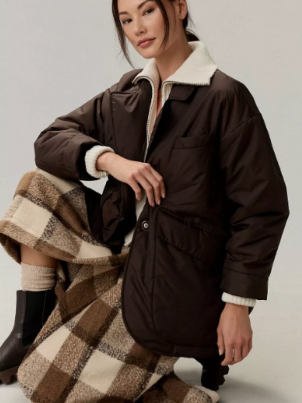 Maeve Padded Cocoon Coat Anthropologie - Size M